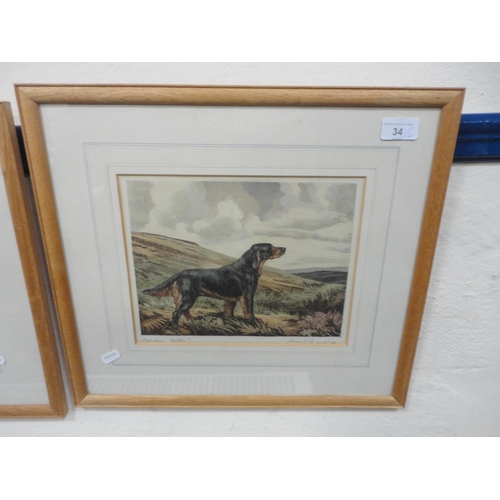 34 - After Reuben Ward BinksGordon Setter and an English SetterPencil signed prints, 21cm x 27cm.... 