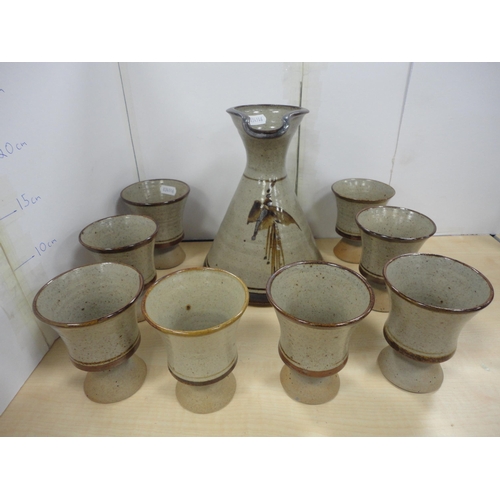 36 - Contemporary nude bust, art pottery water set, vases etc.