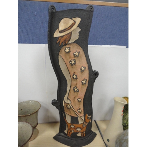 36 - Contemporary nude bust, art pottery water set, vases etc.
