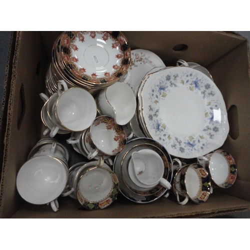38 - Three cartons containing assorted miscellaneous tea and dinnerwares to include Colclough, J & G ... 