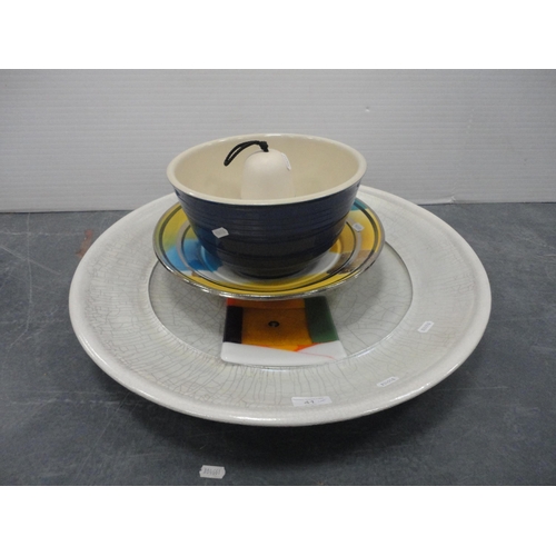 41 - Studio pottery to include charger, dish, bowl etc.