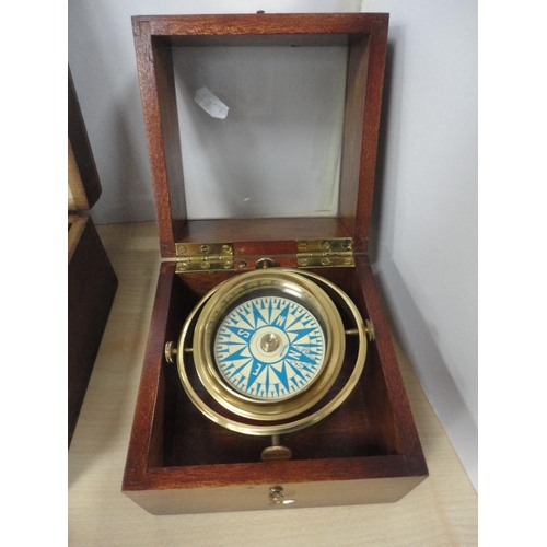 44 - Box containing glass lantern slides, boxed Precisa Balance weights, boxed microscope and a reproduct... 