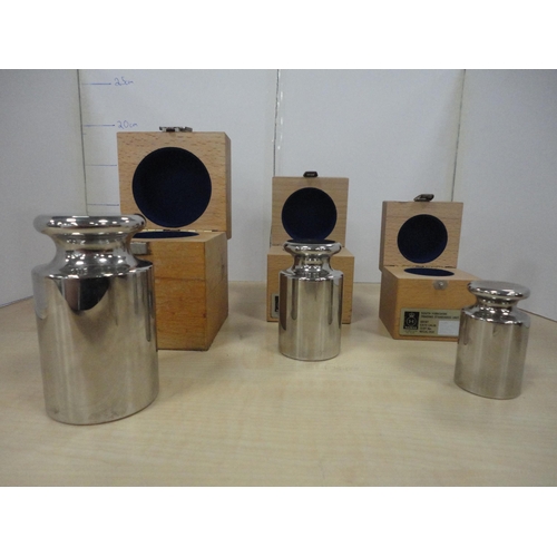 44 - Box containing glass lantern slides, boxed Precisa Balance weights, boxed microscope and a reproduct... 