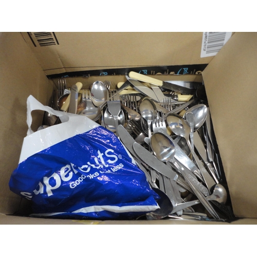 45 - Box containing assorted flatware and an Arthur Price part canteen of cutlery in fitted box.