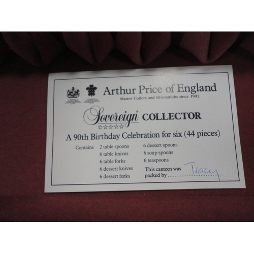 45 - Box containing assorted flatware and an Arthur Price part canteen of cutlery in fitted box.