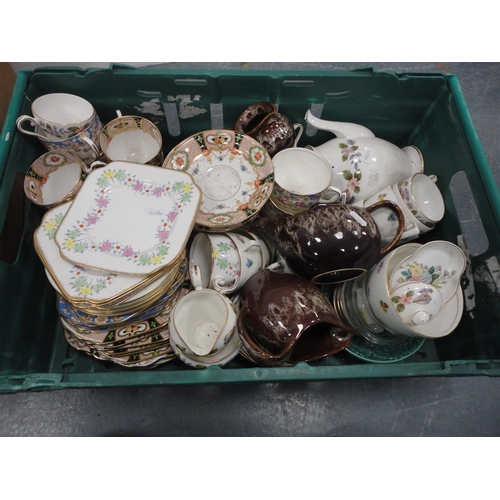 47 - Three cartons containing miscellaneous teawares to include Aynsley 'April Rose' , Noritake 'Kensingt... 