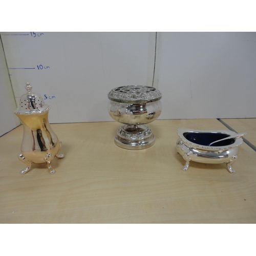 49 - EP to include a claret jug, entrée dish, waiter and condiments.
