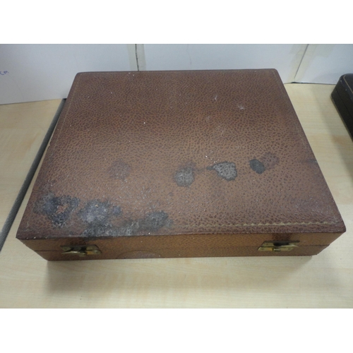 50 - Three cased sets of cutlery to include fish knives and forks, teaspoons, and a bag containing flatwa... 