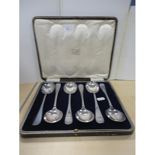 50 - Three cased sets of cutlery to include fish knives and forks, teaspoons, and a bag containing flatwa... 