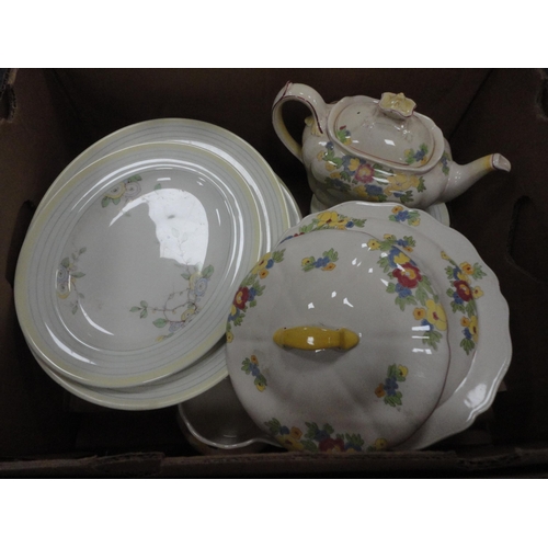 51 - Three boxes containing miscellaneous tea and dinnerwares to include Royal Doulton, Mintons, Denby 'W... 