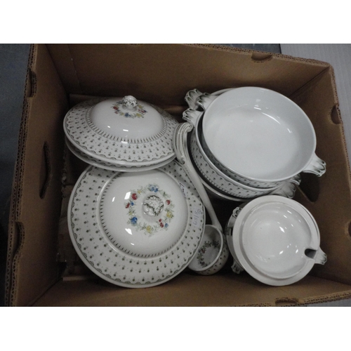 51 - Three boxes containing miscellaneous tea and dinnerwares to include Royal Doulton, Mintons, Denby 'W... 