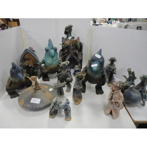 57 - Collection of contemporary studio pottery figures to include humorous and grotesque examples&nbsp;
