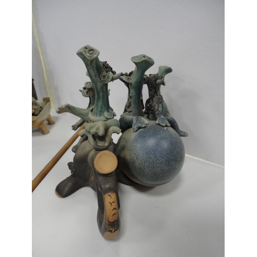 57 - Collection of contemporary studio pottery figures to include humorous and grotesque examples&nbsp;