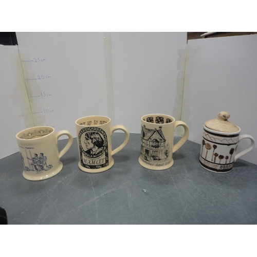 58 - Hand-made printed creamware designed by Dianthus Ceramics for the Shakespeare Birthplace Trust to in... 