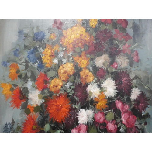 7 - V VeenVase of flowersSigned, oil on canvas.