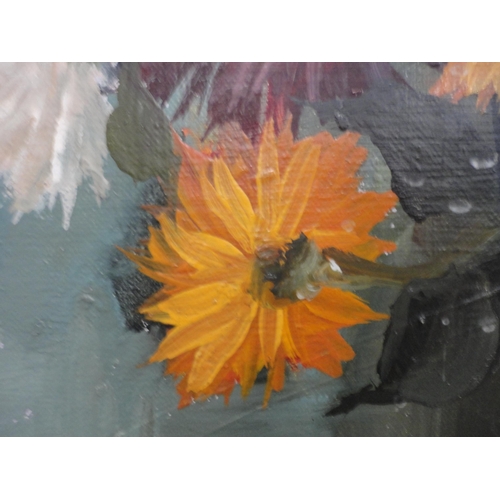 7 - V VeenVase of flowersSigned, oil on canvas.