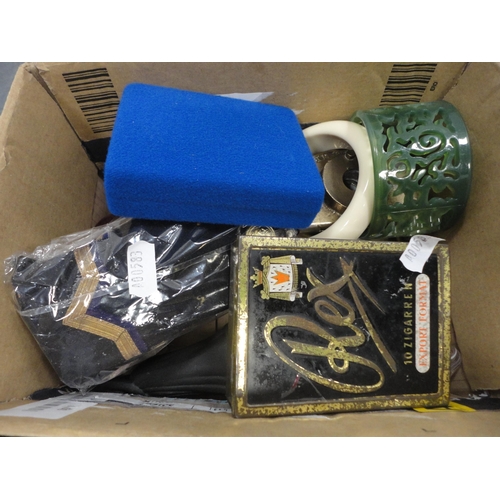 76 - Collection of various Limoges pieces, Bunnykins plate, bell, and curios to include epaulettes, napki... 
