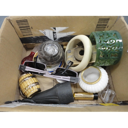 76 - Collection of various Limoges pieces, Bunnykins plate, bell, and curios to include epaulettes, napki... 