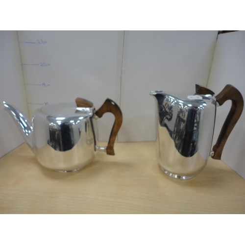 79 - Picquot four-piece tea set on tray.  (5)