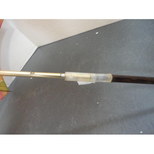 81 - Copper and brass bed warming pan, parasol, and a back scratcher.&nbsp; (3)