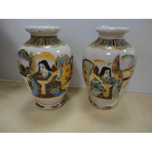 85 - Pair of 20th century Japanese Satsuma vases and another pair, smaller.  (4)
