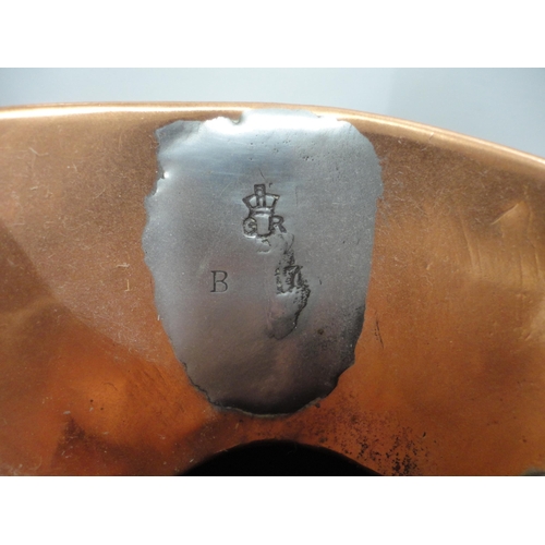 94 - Copper five litre jug, copper watering can and a brass jam pan with iron handle.  (3)