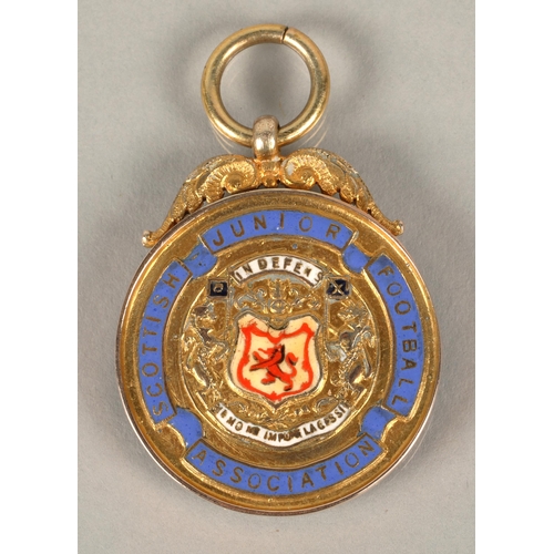 119 - 9ct gold medal Scottish Junior Football Association Winners 1951-52, Kilbirnie Ladeside FC, awarded ... 