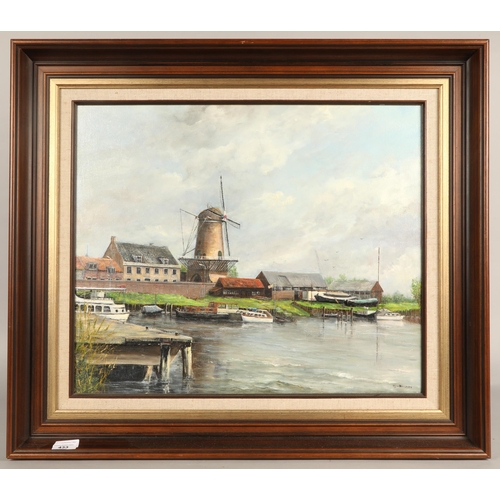 433 - NJV Buuren, Dutch Harbour Scene, Oil on canvas, 49cm x 59cm