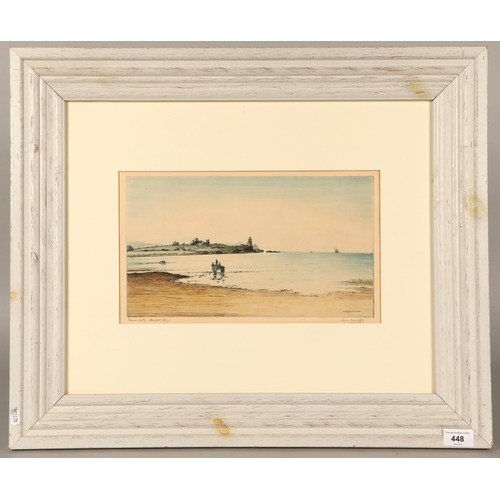 448 - James Macintyre, Greenan Castle, Doonfoot, Ayr, coloured engraving, 20cm x 35cm