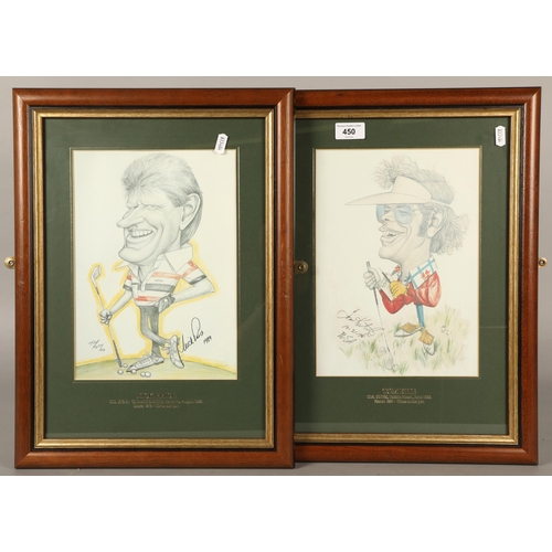 450 - Tony Rafty, Golf players caricatures set of four framed limited edition prints including Fred Couple... 