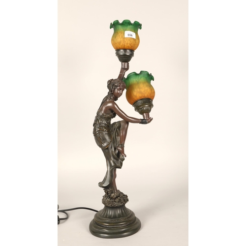 556 - Modern table lamp in form of lady, 63cm high