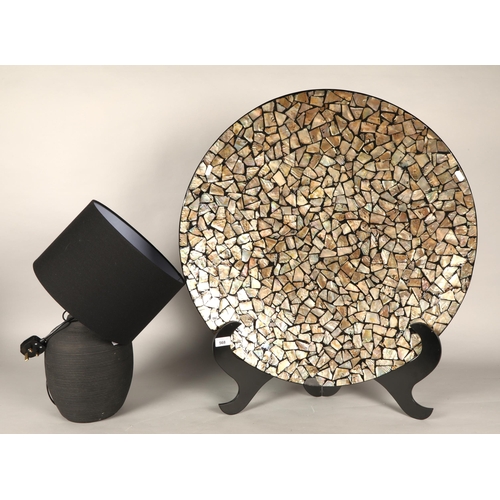 568 - Large contemporary decorative wall plate & table lamp, 70cm diameter