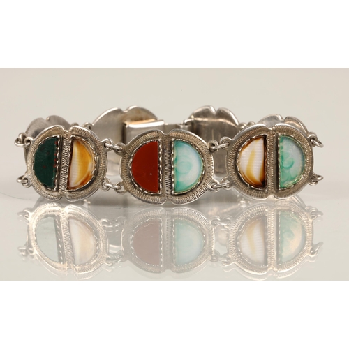 71 - Silver bracelet set with bloodstone and other stones, Edinburgh hallmark