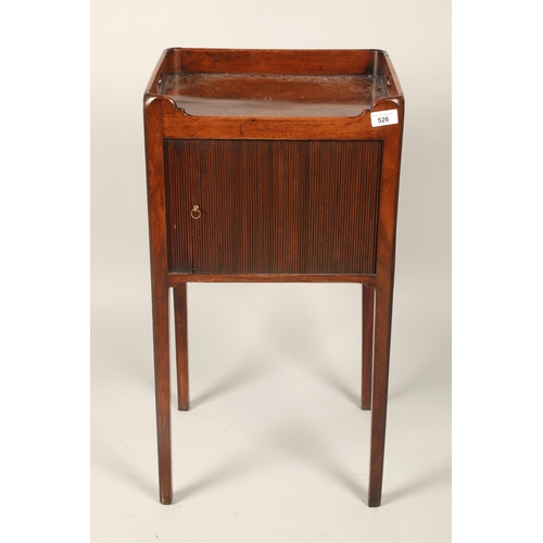 526 - Mahogany tambour front bedside cabinet, 72cm high