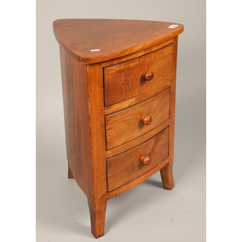 538 - Hardwood bedside three-drawer chest