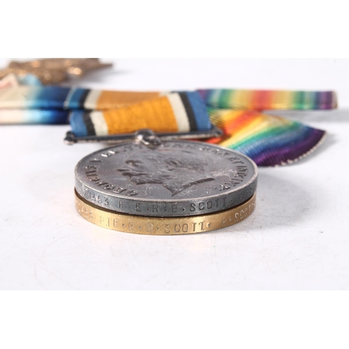 1208 - Medals of 20453 Private R B Scott of the Royal Scots comprising WWI war medal, victory medal and 191... 