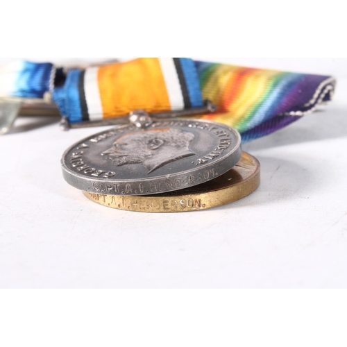 1209 - Medals of Captain A I Henderson of the Highland Light Infantry comprising WWI war medal and victory ... 