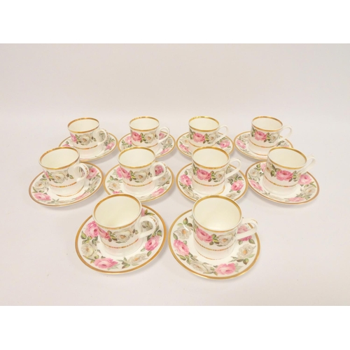 207 - Royal Worcester. A set of ten 1969 Royal Garden pattern tea cups and saucers. (10)