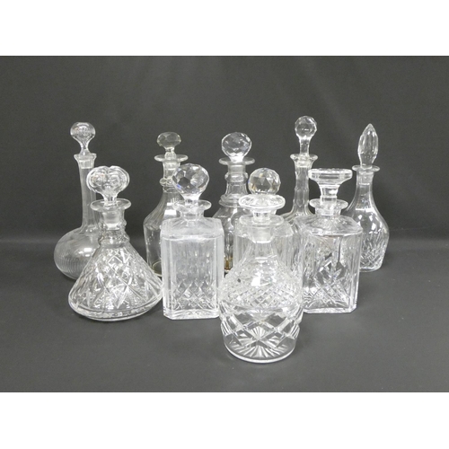 224 - Group of ten lead crystal decanters to include a ship's decanter, three whisky decanters, etc. (10)