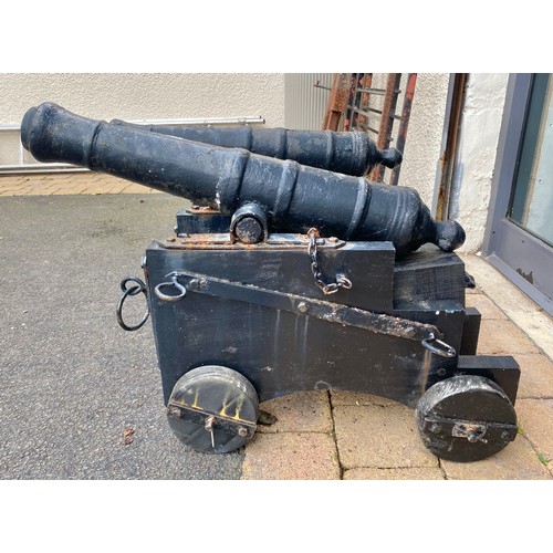 544 - Pair of cannons, H approx. 55cm, D approx. 70cm