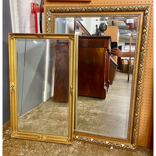 434 - Two rectangular gilt framed wall mirrors