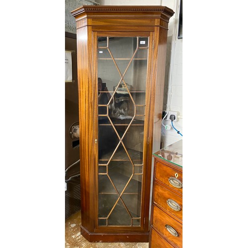 548 - Glazed mahogany corner cabinet, 210cm high