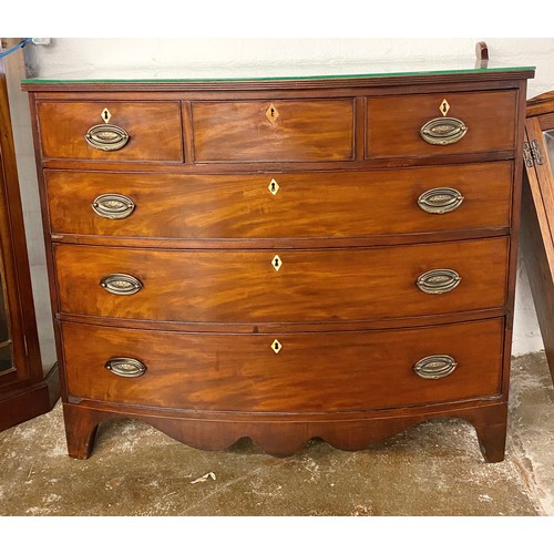 546 - Mahogany bowfront three over three chest of drawers