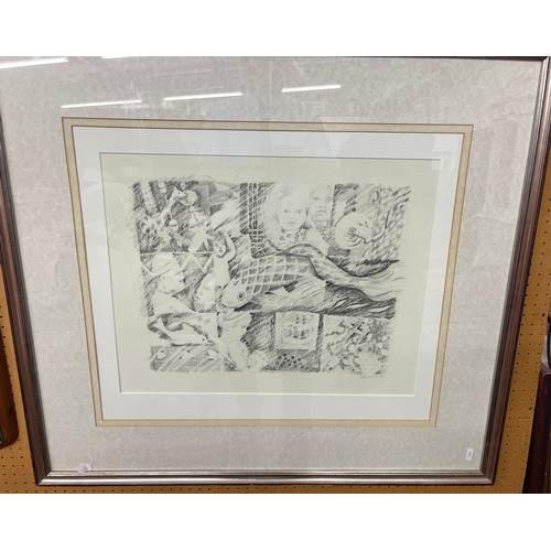 442 - A large framed print signed PM Laing bottom right, and a Henri Le Sidaner large framed print 'Sunlig... 