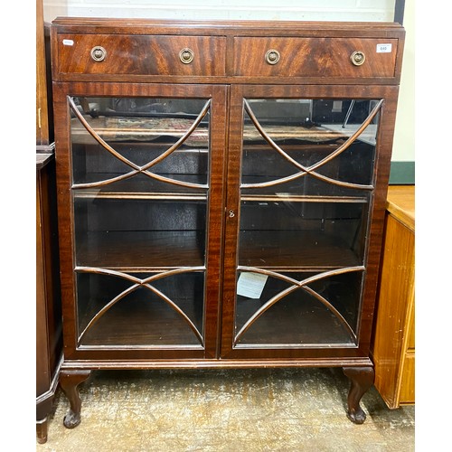 640 - Glazed mahogany display cabinet with fitted drawers