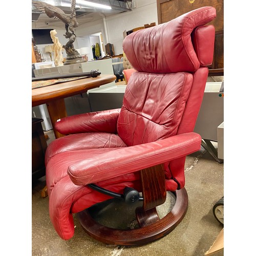 642 - Red leather Stressless armchair