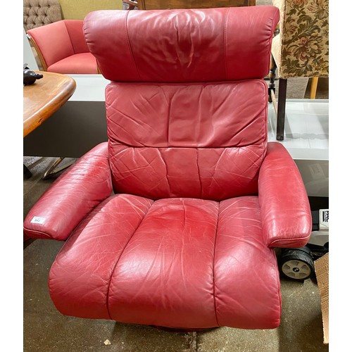 642 - Red leather Stressless armchair