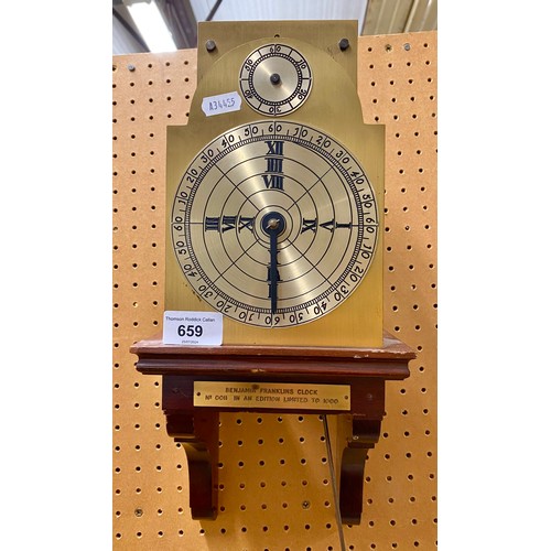 659 - Pendulum wall clock, replica of Benjamin Franklin's clock, no.11 in an edition of 1000