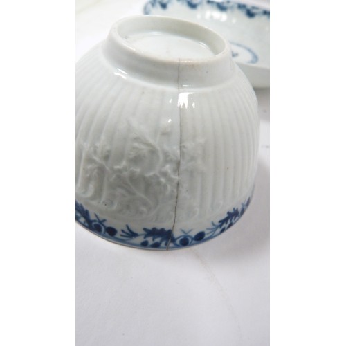 194 - 18th century English porcelain tea bowl on stand.  (2)