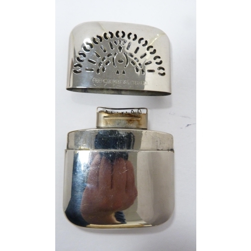 247 - Small leather case containing a silver threepence, earrings, kangaroo charm, pen knife, Japanese bur... 